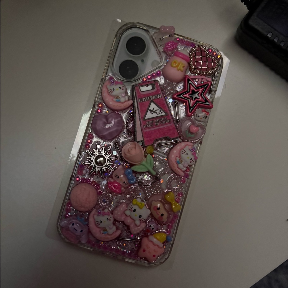 Pink Cartoon-Style iPhone Case with Triple Camera Cutout